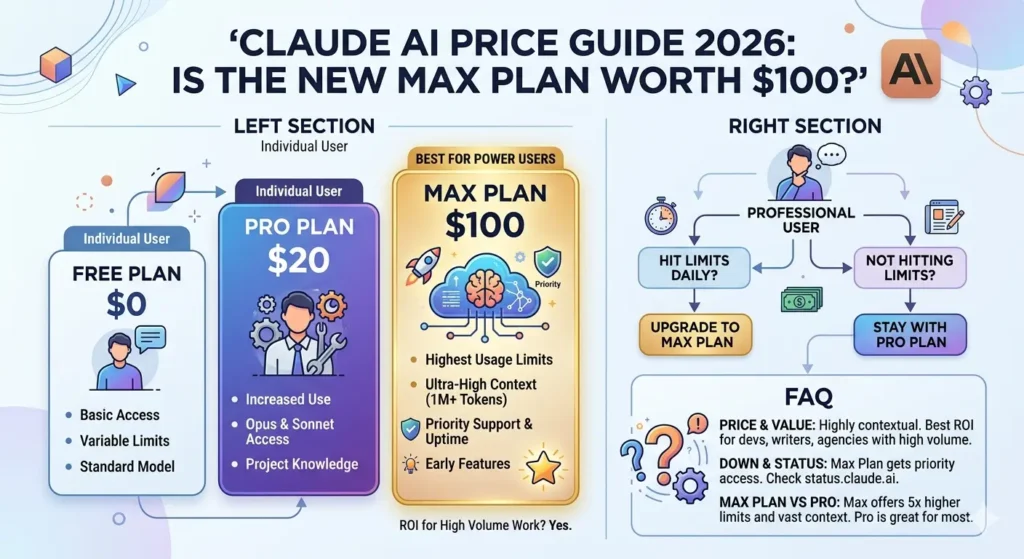 Claude AI Price Guide 2026: Is the New Max Plan Worth $100? 2 claude ai price